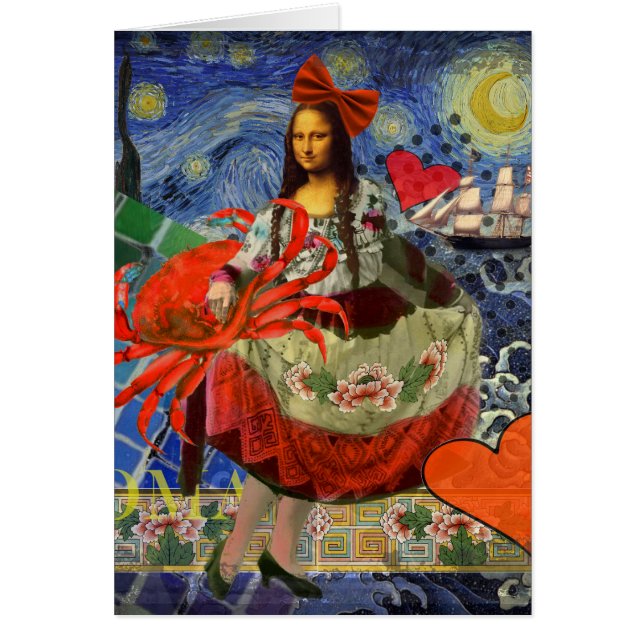 Mona Lisa Starry Night Collage: Whimsical Surreal  (Front)