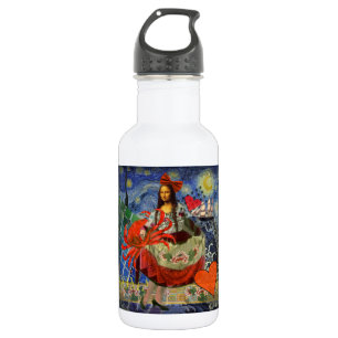 Mona Lisa Starry Night Collage: Whimsical Surreal 532 Ml Water Bottle