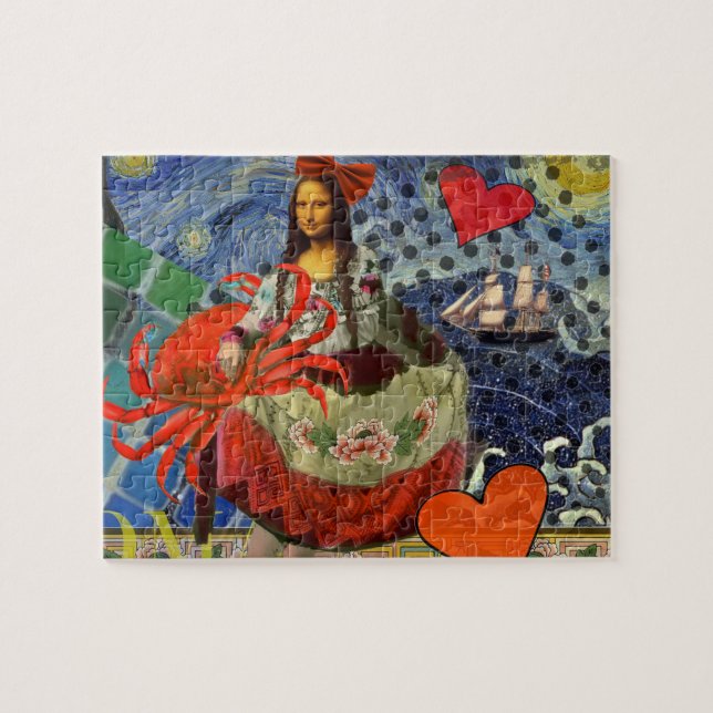 Mona Lisa Starry Night Collage: Whimsical Surreal  Jigsaw Puzzle (Horizontal)