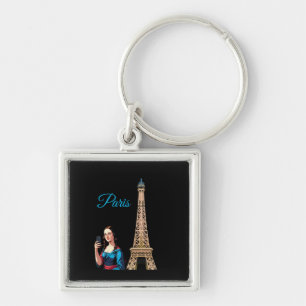MONA LISA TAKING A SELFIE SURREAL RETRO KEYCHAIN