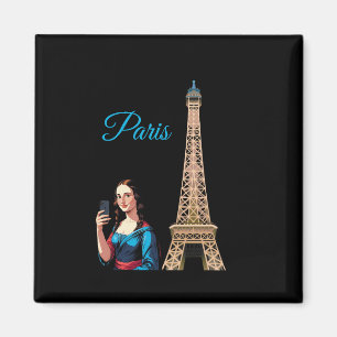 MONA LISA TAKING SELFIE SURREAL PARIS MAGNET