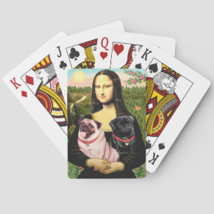 Mona Lisa - Two Pugs Playing Cards