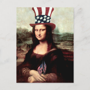 Mona Lisa USA Independence Day Postcard