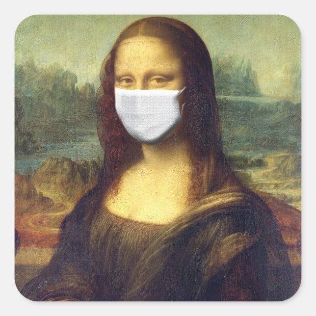 Mona Lisa Via Corona Virus Square Sticker (Front)