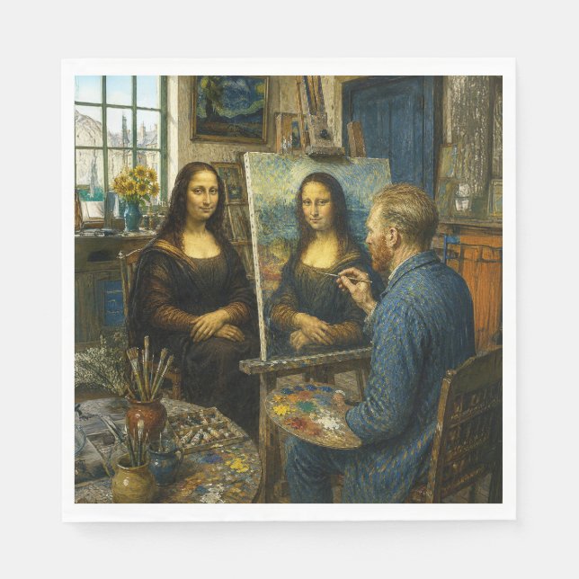 Mona Lisa Visits Vincent van Gogh's Studio Napkin (Front)
