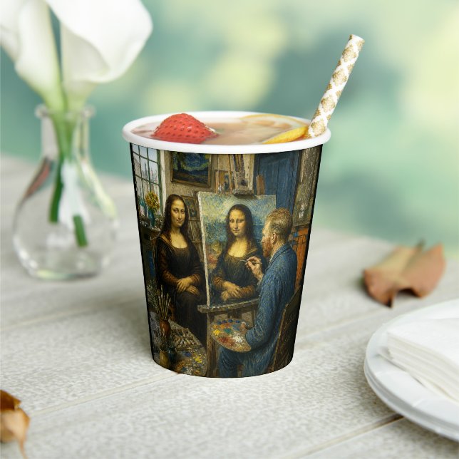 Mona Lisa Visits Vincent van Gogh's Studio Paper Cups (Insitu)
