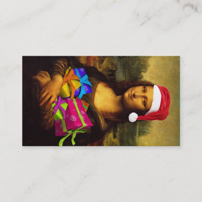 Mona Lisa Wishing Merry Christmas Business Card (Front)