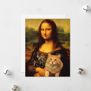 Mona Lisa with a cat (Cat fur) Cat pet lovers Holiday Card