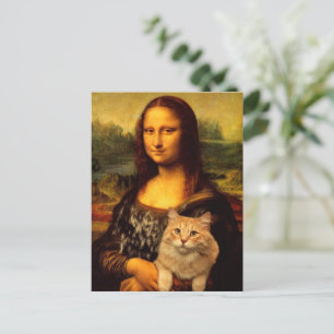 Mona Lisa with a cat (Cat fur) Cat pet lovers Postcard