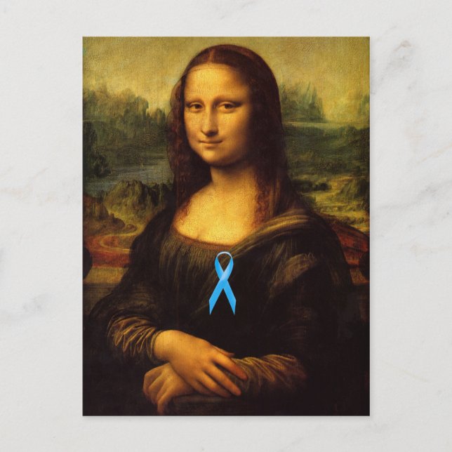 Mona Lisa With Blue Ribbon Postcard (Front)