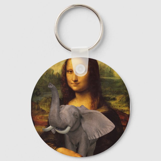 Mona Lisa With Elephant Keychain (Front)