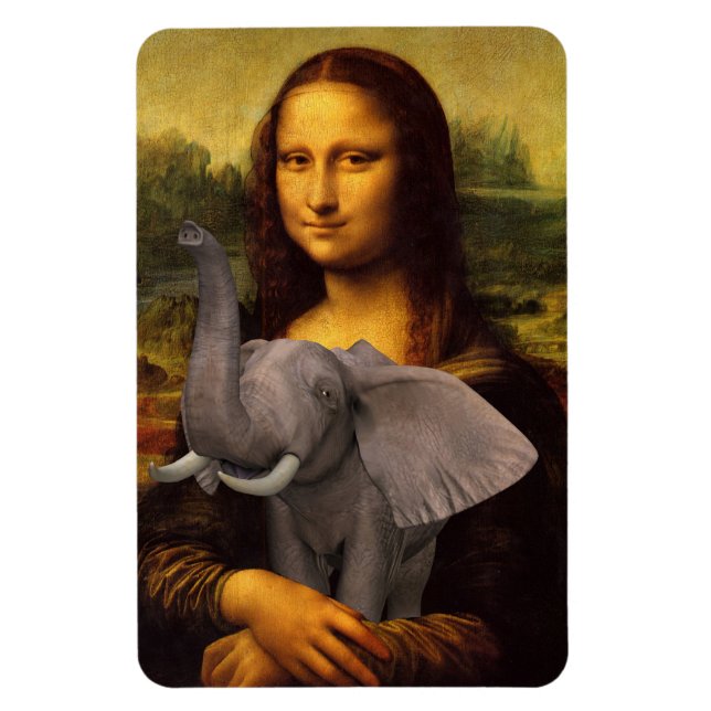 Mona Lisa With Elephant Magnet (Vertical)