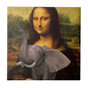 Mona Lisa With Elephant Tile