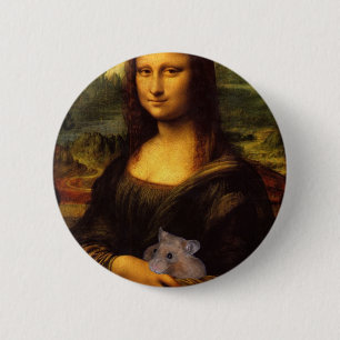 Mona Lisa With Hamster 2 Inch Round Button