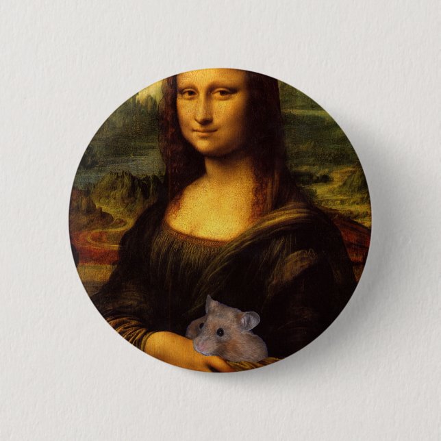 Mona Lisa With Hamster 2 Inch Round Button (Front)
