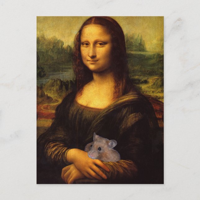 Mona Lisa With Hamster Postcard (Front)
