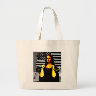 Mona Lisa with KettleBells Large Tote Bag