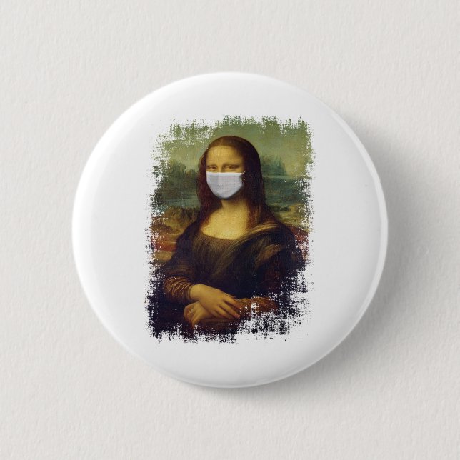Mona Lisa With Mask 2 Inch Round Button (Front)