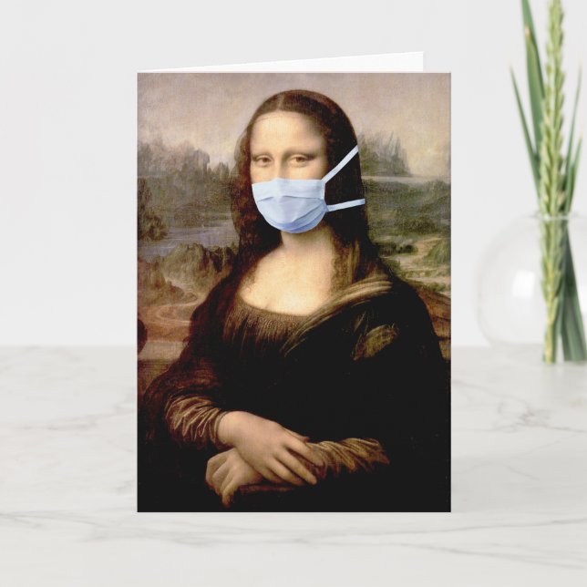 Mona Lisa with Mask Da Vinci Spoofing The Arts Card (Front)