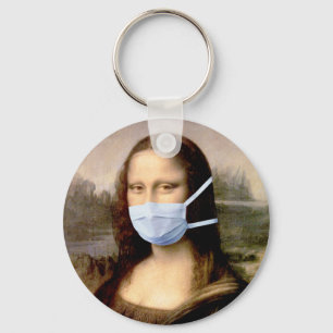 Mona Lisa with Mask Da Vinci Spoofing The Arts Keychain