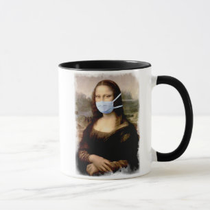 Mona Lisa with Mask Da Vinci Spoofing The Arts Mug