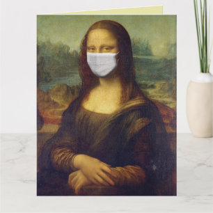 MONA LISA WITH MASK FUNNY BIRTHDAY CARD