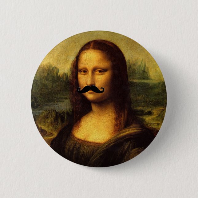 Mona Lisa With Moustache 2 Inch Round Button (Front)