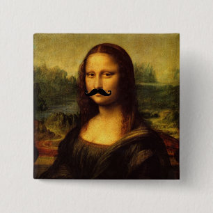 Mona Lisa With Moustache 2 Inch Square Button