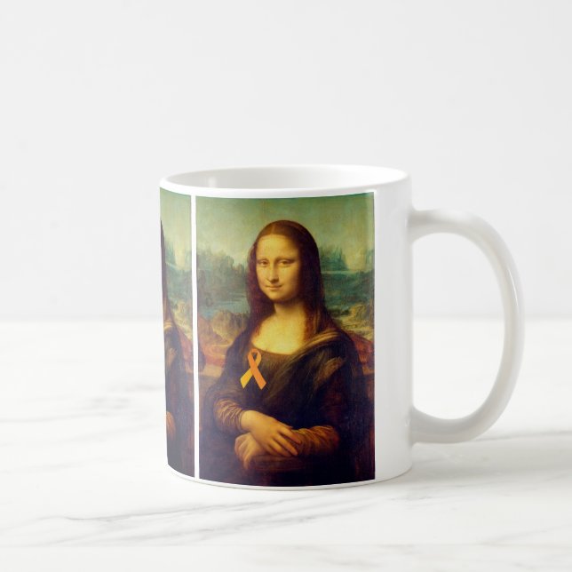 Mona Lisa With Orange Ribbon Coffee Mug (Right)