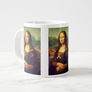 Mona Lisa With Orange Ribbon Large Coffee Mug