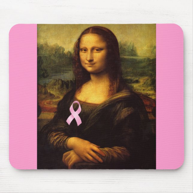Mona Lisa With Pink Ribbon Mouse Pad (Front)