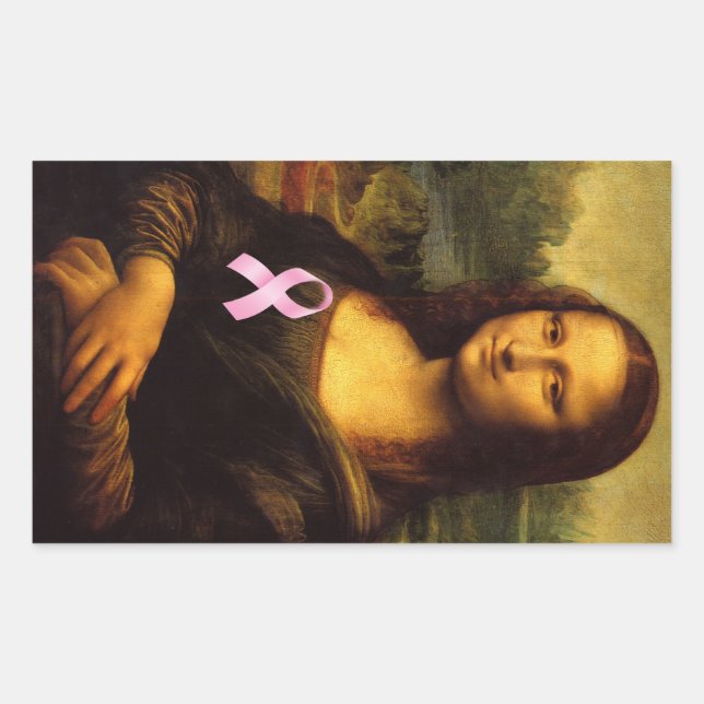 Mona Lisa With Pink Ribbon Sticker (Front)