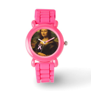 Mona Lisa With Pink Ribbon Watch