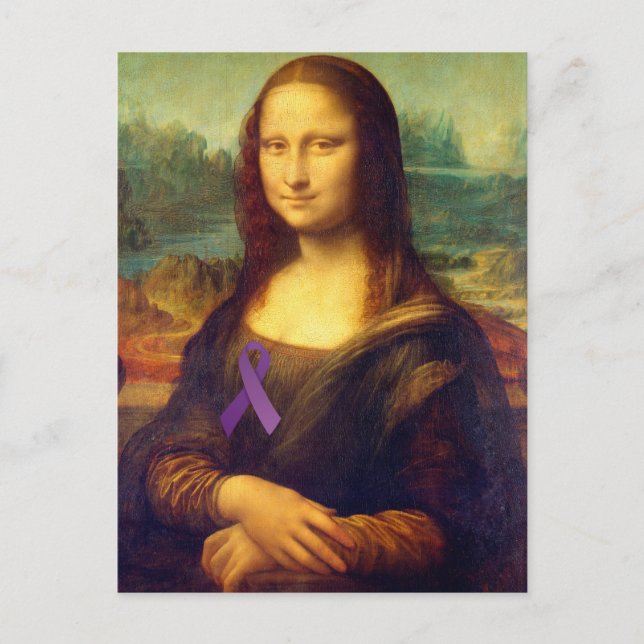 Mona Lisa With Purple Ribbon Postcard (Front)