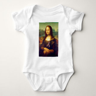 Mona Lisa With Puzzle Ribbon Baby Bodysuit