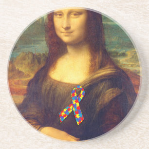 Mona Lisa With Puzzle Ribbon Coaster
