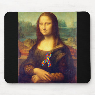 Mona Lisa With Puzzle Ribbon Mouse Pad