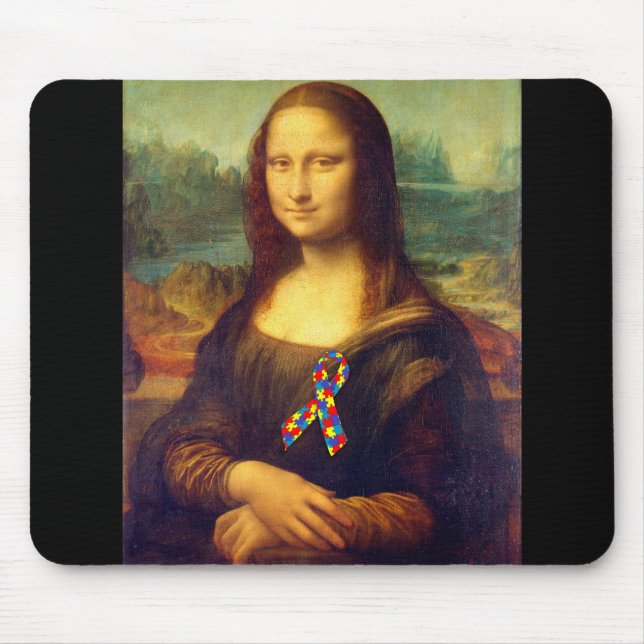 Mona Lisa With Puzzle Ribbon Mouse Pad (Front)