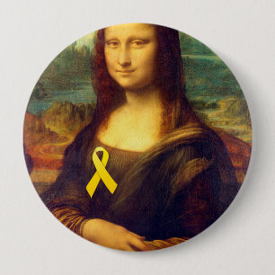 Mona Lisa With Yellow Ribbon 4 Inch Round Button