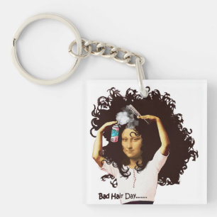 Mona Lisa's Bad Hair Day Keychain