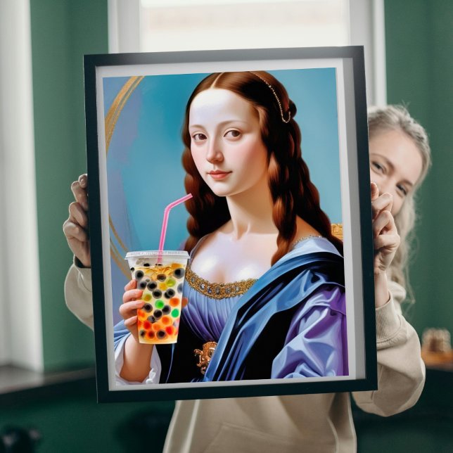 Mona Lisa's Bubble Tea Moment Poster (Creator Uploaded)