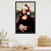 Mona Lisa's Christmas Santa Hat Poster (Kitchen)