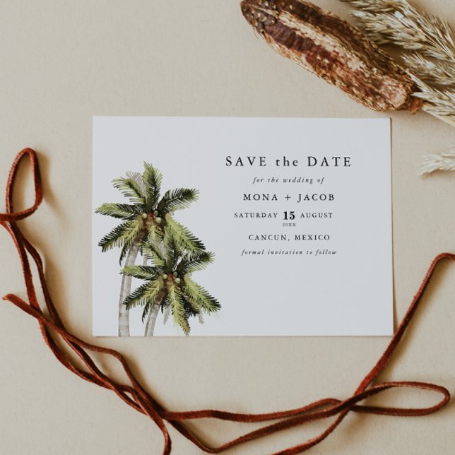 MONA Modern Minimalist Tropical Palm Save the Date Invitation (Creator Uploaded)