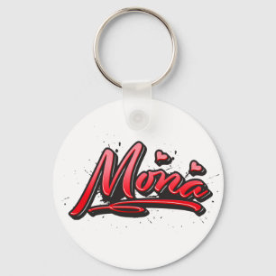 Mona red Heart Graffiti Schlüsselanhänger Keychain