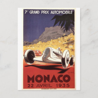 Monaco 1935 Grand Prix poster design Postcard