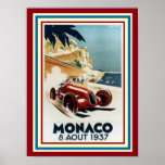 Monaco 8 Aout 1937 Poster 12 x 16<br><div class="desc">Nice vintage,  travel,  advertisement poster for Monaco 8 Aout 1937.  Poster measures 16 x 20</div>