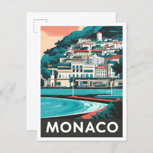 Monaco Art Vintage Travel Illustration Postcard
