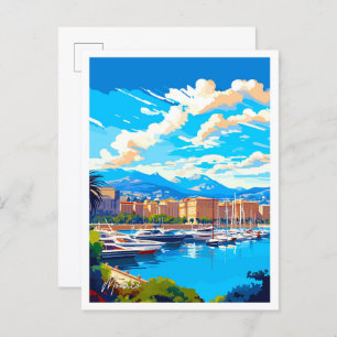 Monaco Art vintage travel illustration Postcard