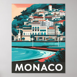 Monaco Art Vintage Travel Illustration Poster
