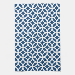 Monaco Blue Geometric Kitchen Towels